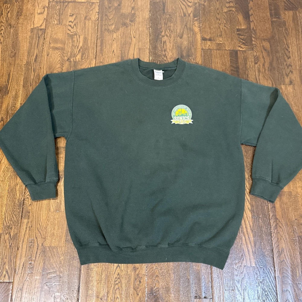 Vintage 2007 Seattle Sonics 40th Anniversary Sweatshirt XL Y2K NBA Gildan Green